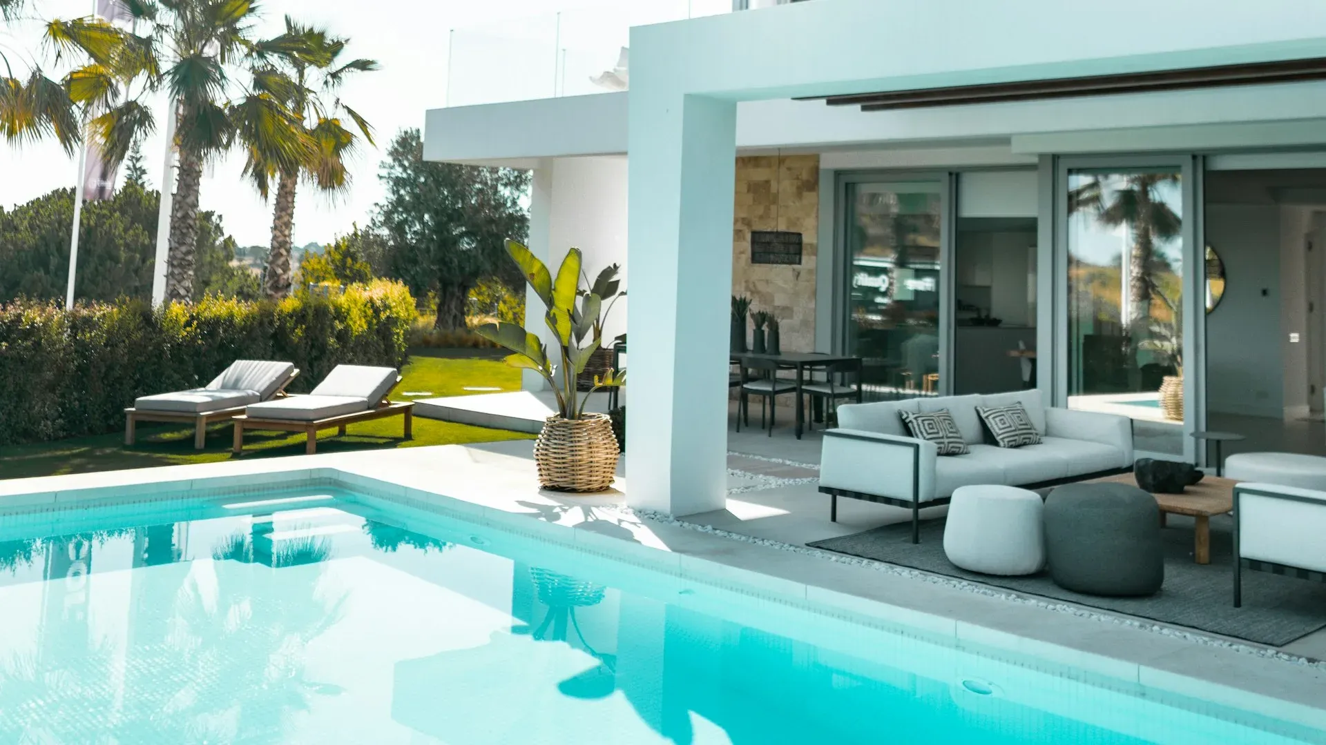 A villa pool and outdoor living area managed by SDBR Property Group